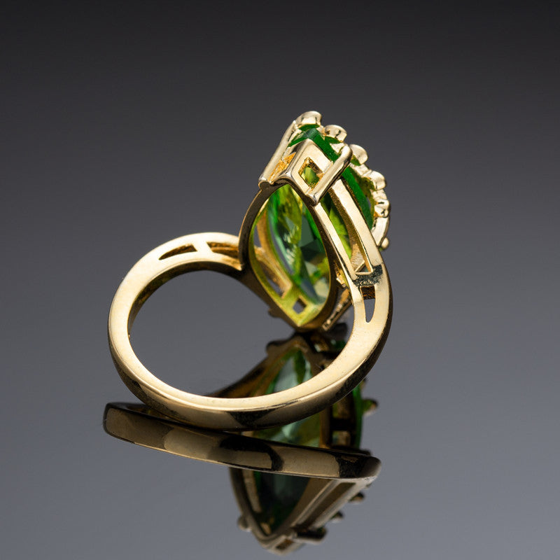 Green Dragonfly Garden Statement Ring