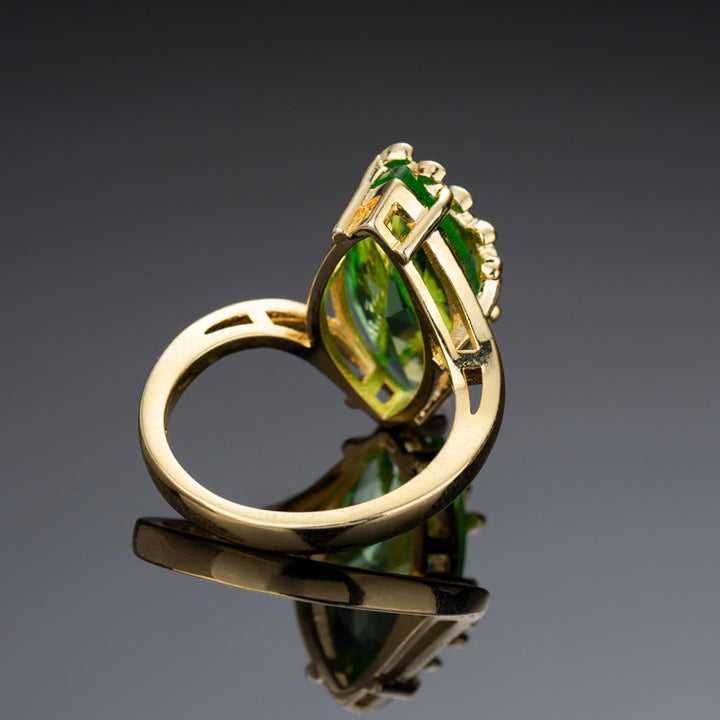 Green Dragonfly Garden Statement Ring