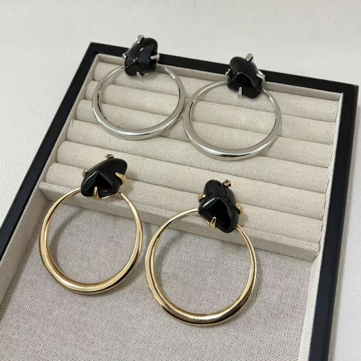 Statement Resin Stone Large Circle Dangle Earrings
