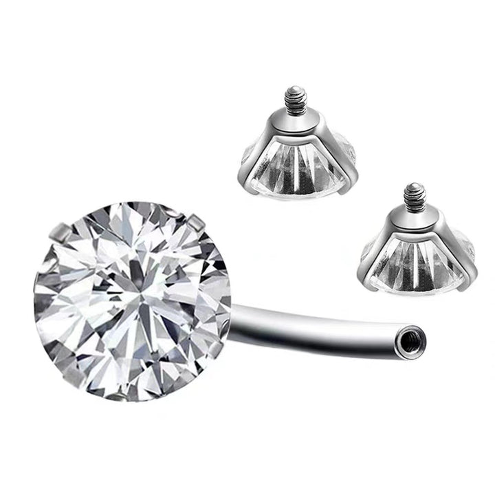 Paved Zircon Huggie Hoop Earrings Double Gem Belly Button Piercing Jewelry Set