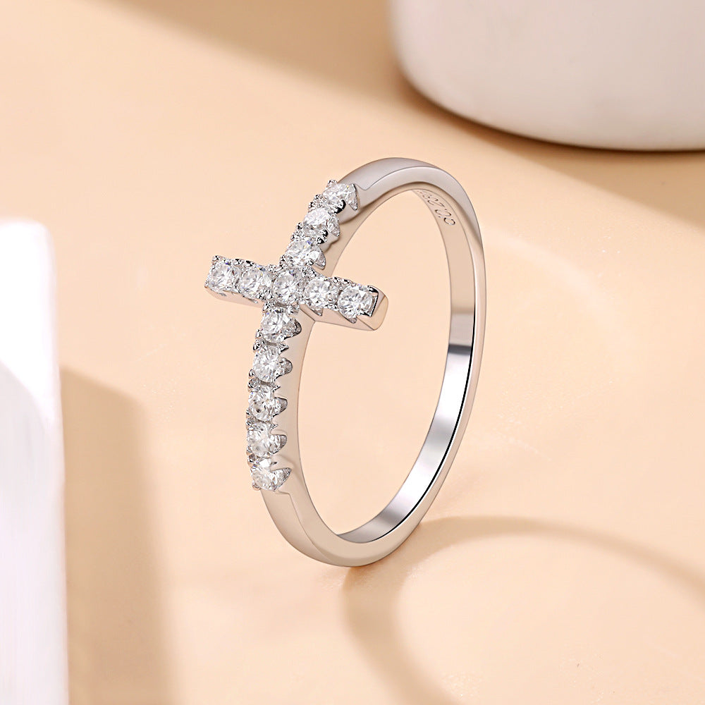 Side Cross Faith Statement Ring