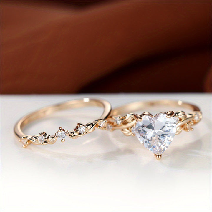 Heart Zircon Stackable Ring Set for Couples