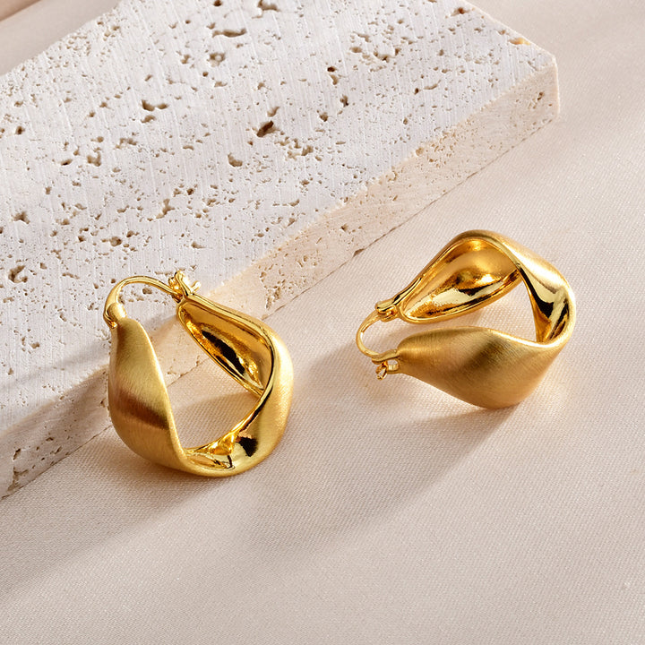 Simple Twisted Matte Brushed Hoop Earrings