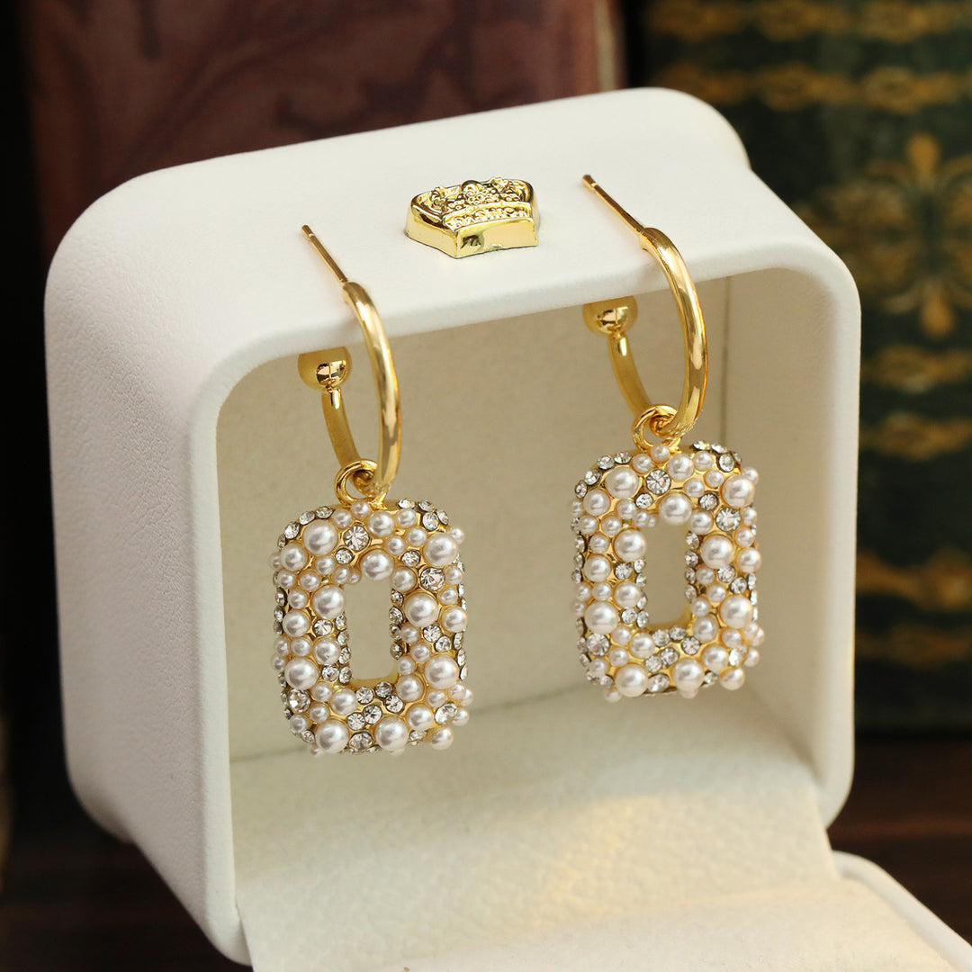 Pearl Square Drop Earrings