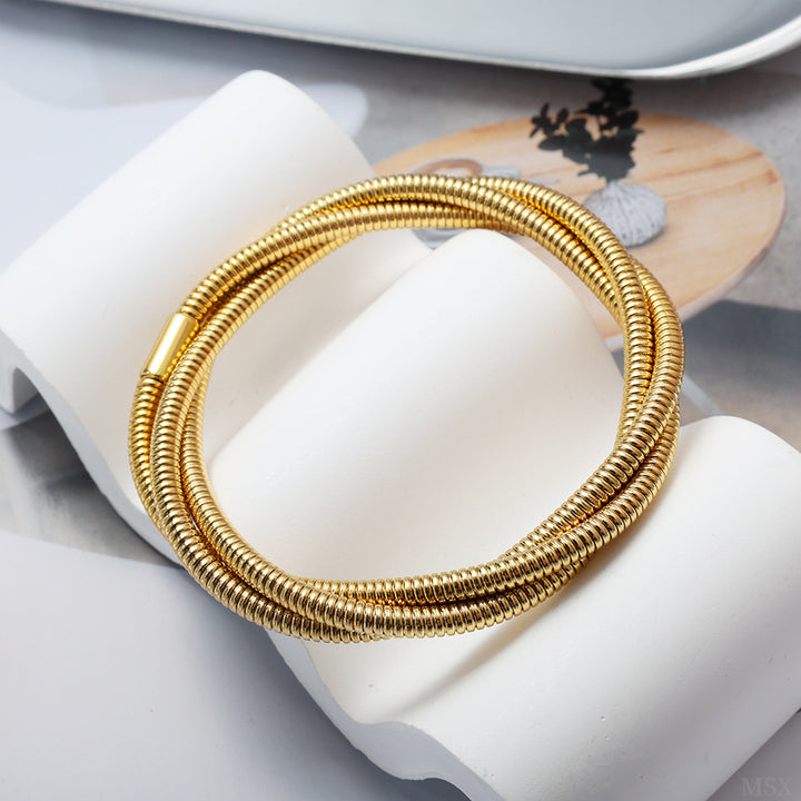 Gold Triple Wrap Coil Bracelet