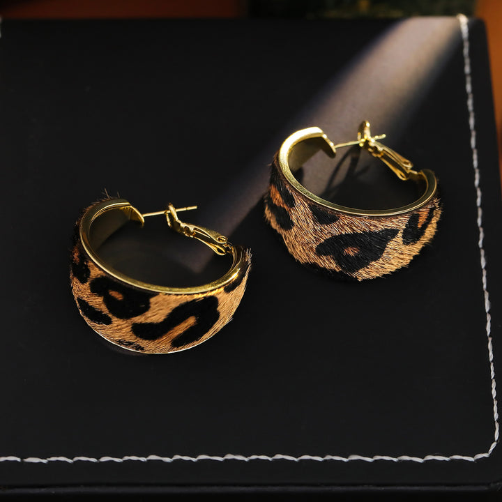 Leopard Print Wide Hoop Earrings