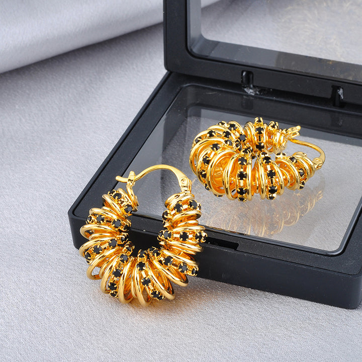 Twisted Spiral CZ Hoop Earrings