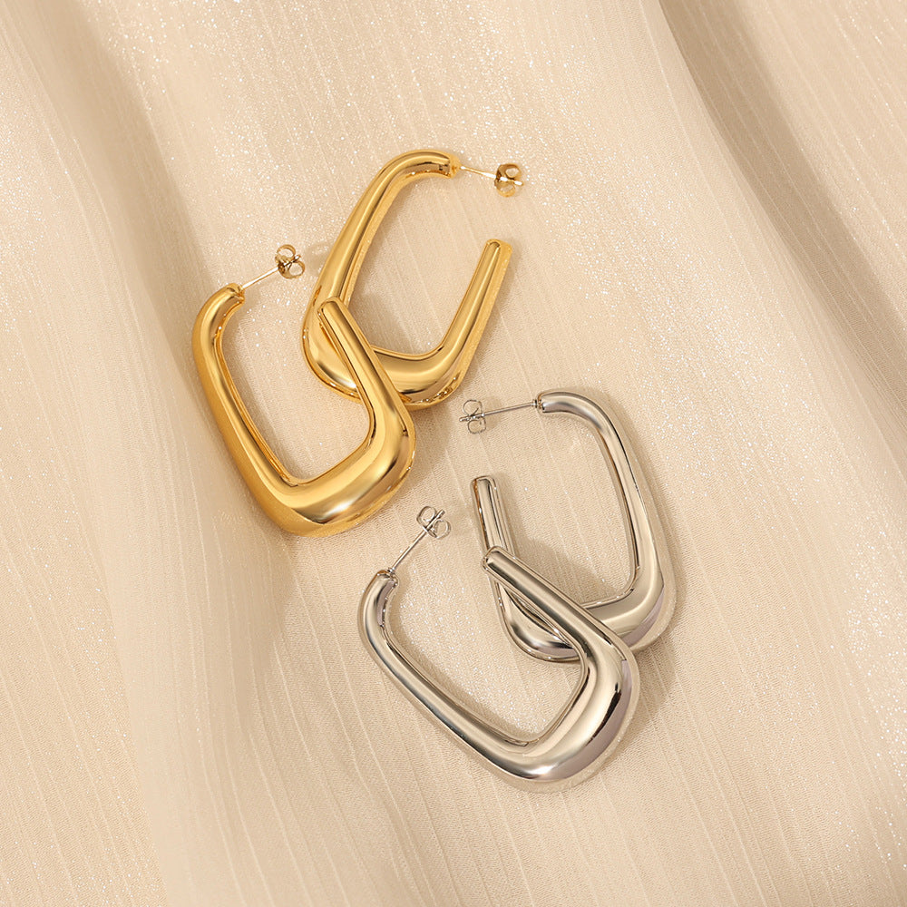 Sculpted U Shape Statement Hoop Earrings