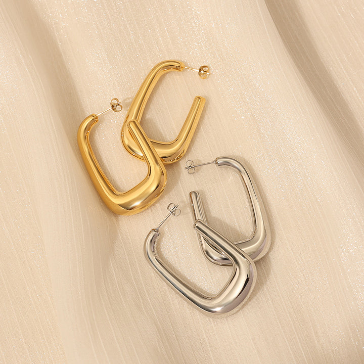 Sculpted U Shape Statement Hoop Earrings