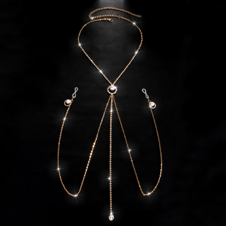 Lmitation Pearl Pendant Nipple Clasp Body Chain
