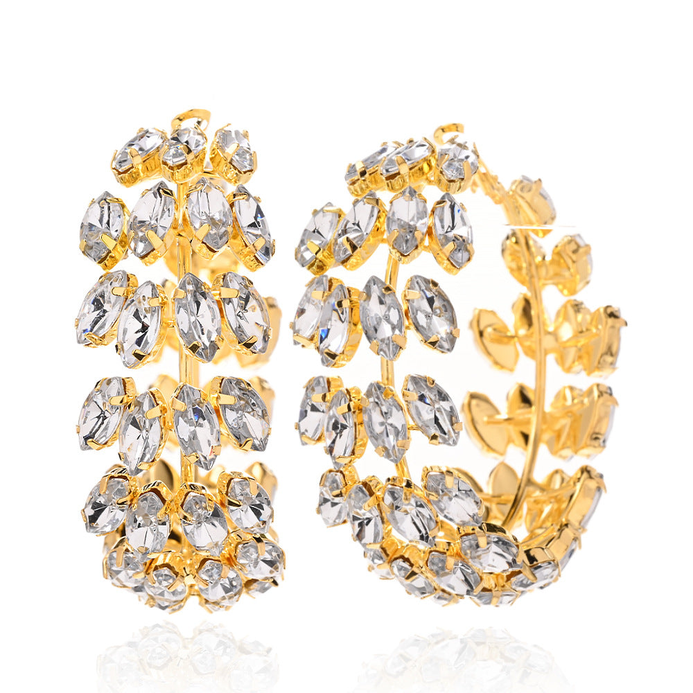 Marquise Cluster Statement Hoop Earrings