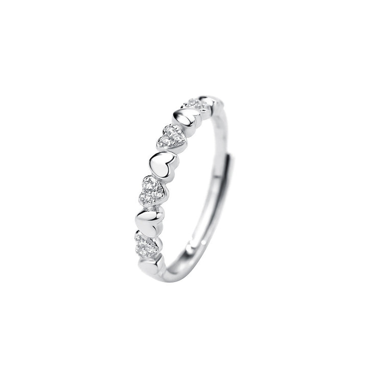 Minimal Heart Shape Zircon Adjustable Ring