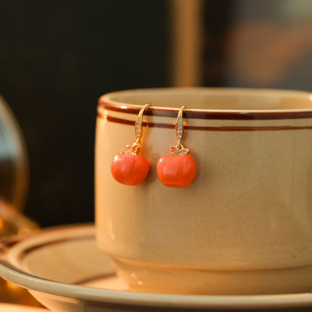 Sweet Apple Charm Necklace and Earrings