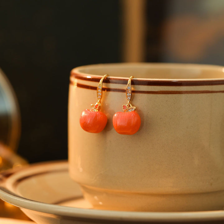 Sweet Apple Charm Necklace and Earrings