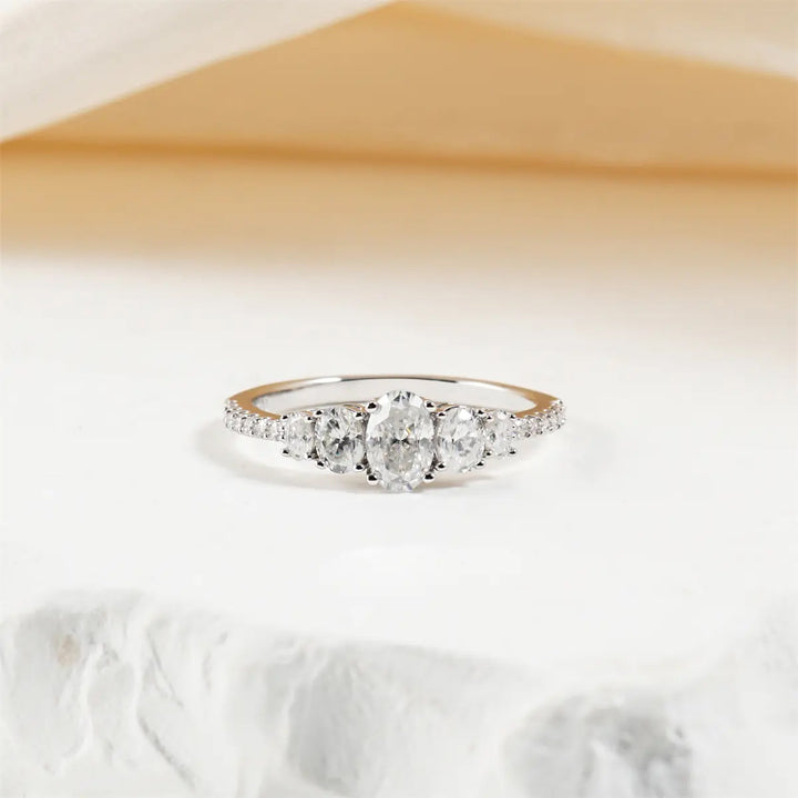 Oval 5 Stone Cubic Zirconia Ring
