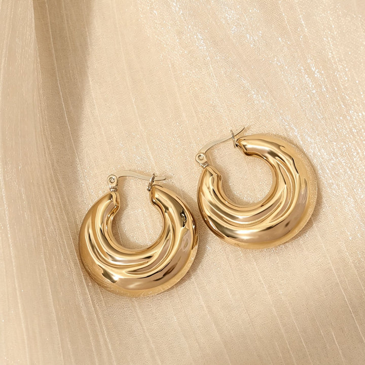 Sculpted Ripple Huggie Hoop Earrings