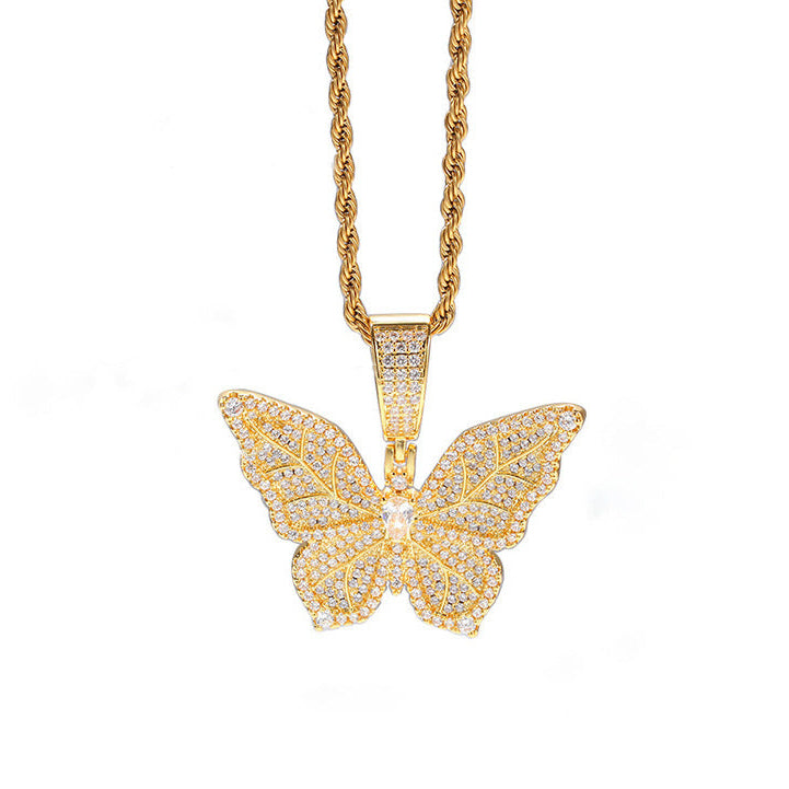 Bling Zircon Butterfly Rope Chain Necklace
