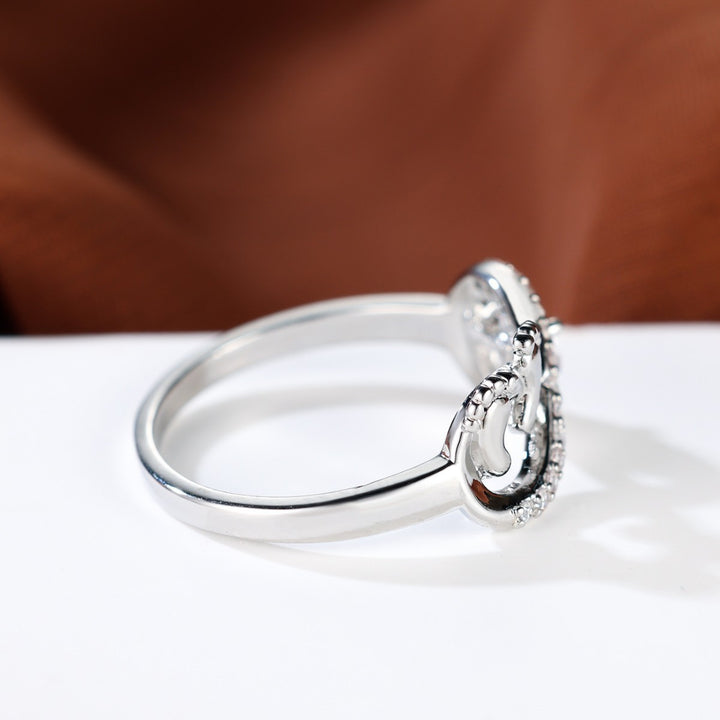Baby footprint infinity heart cubic zirconia ring