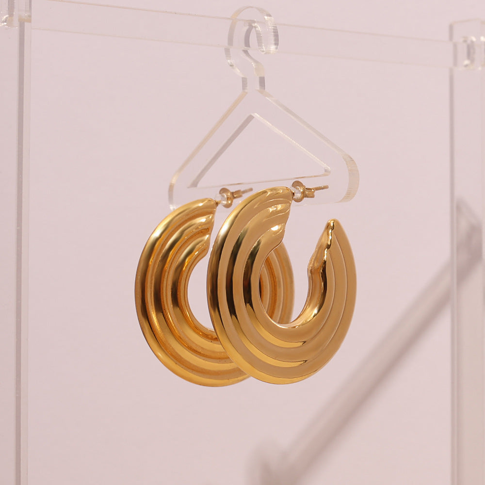 Sculpted Layered Statement Hoop Earrings
