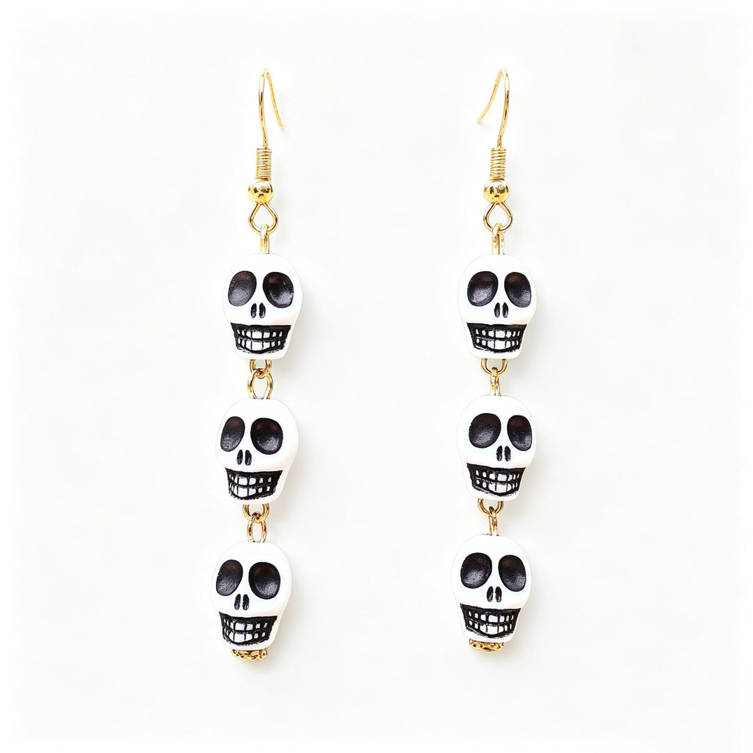 Colorful Skull Halloween Dangle Earrings