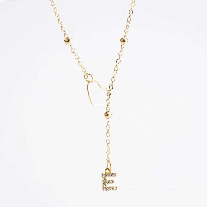 Heart Initial Zircon Lariat Necklace for Women