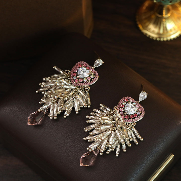 Romantic Heart Tassel Earrings