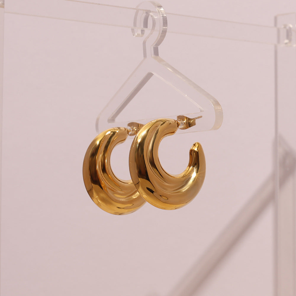 Sculpted Wave C Hoop Earrings
