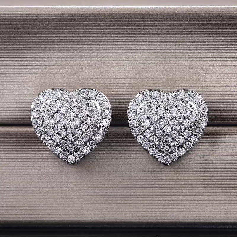 Pave Heart Stud Earrings Date Night Events