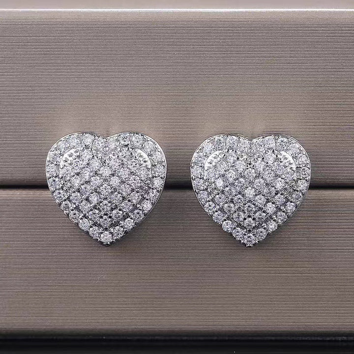 Pave Heart Stud Earrings Date Night Events