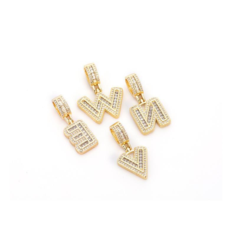 Zircon Letter Pendant Twisted Rope Necklace