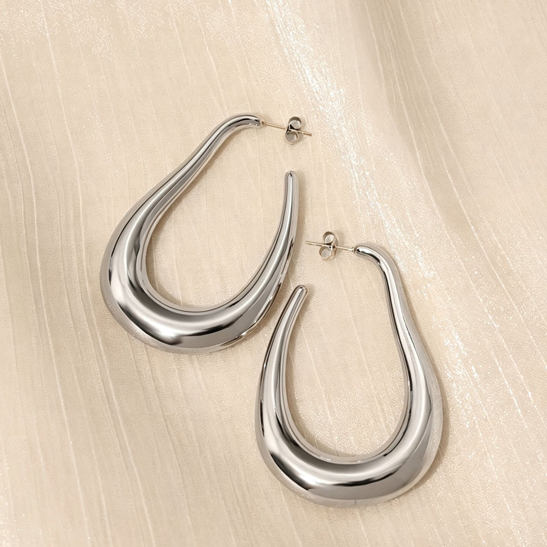 Sculpted U Shape Hoop Earrings