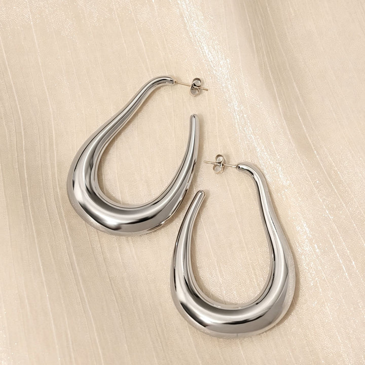Sculpted U Shape Hoop Earrings