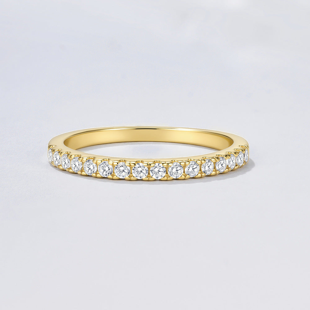 Women Half Band Cubic Zirconia Ring