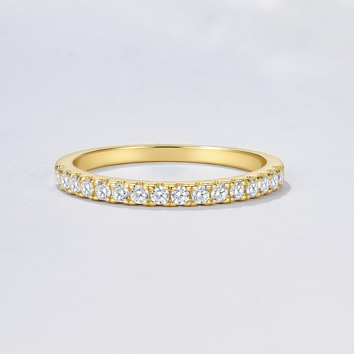 Women Half Band Cubic Zirconia Ring