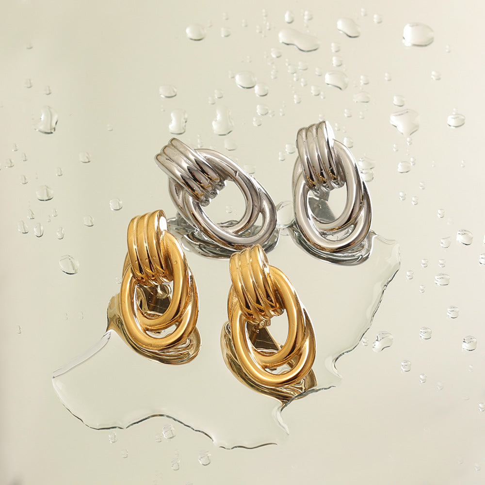 Sculpted Interlocking Double Hoop Earrings
