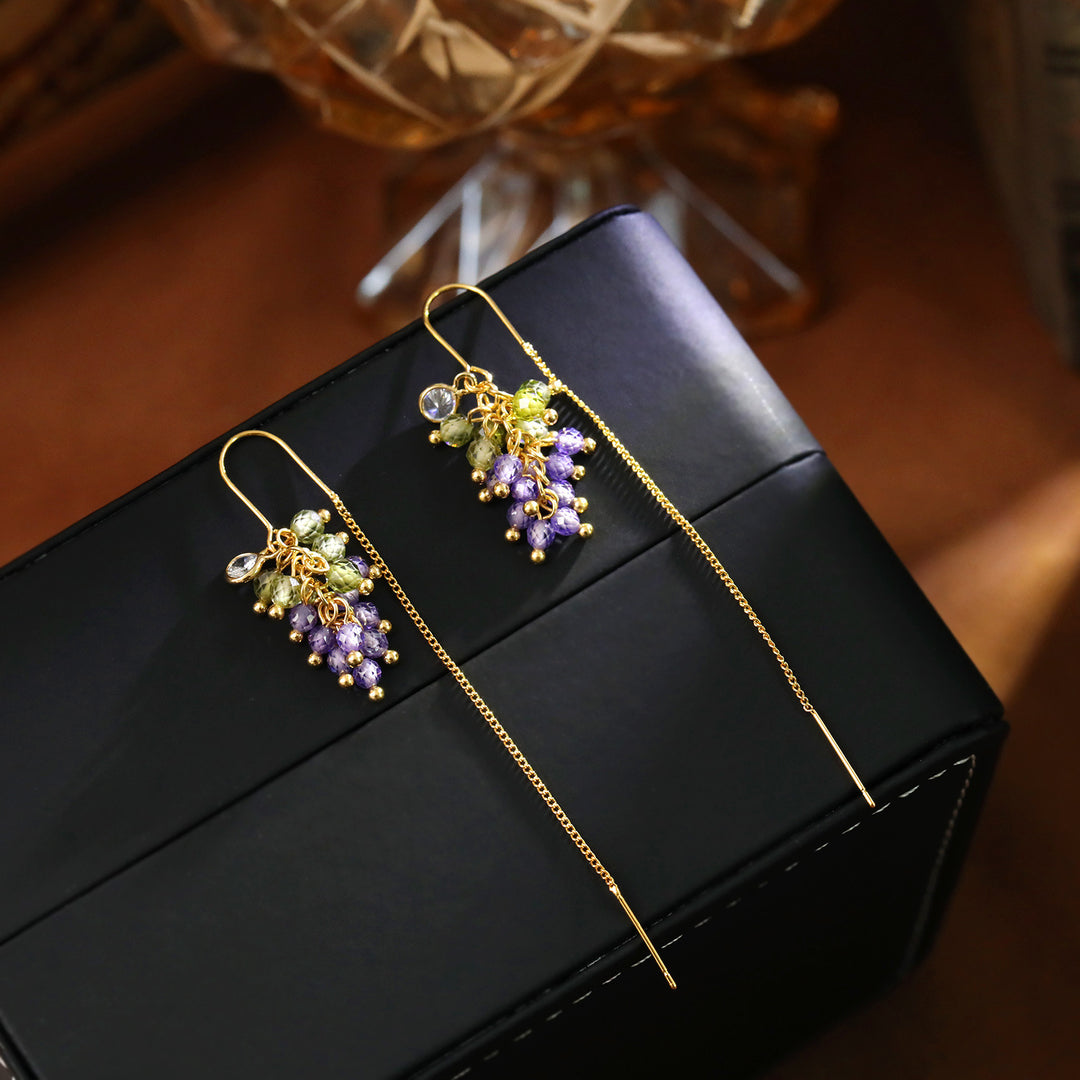 Colorful Grape Threader Earrings