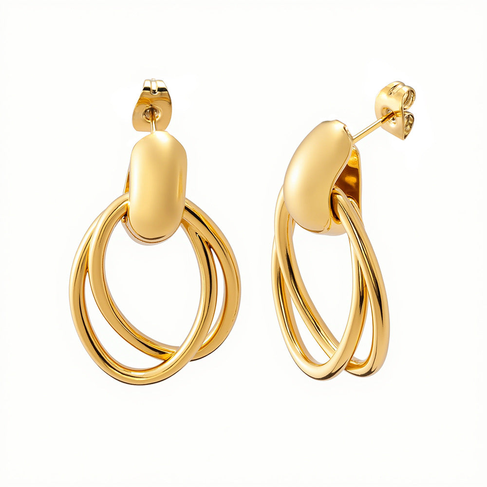 Layered Oval Link Drop Earrings