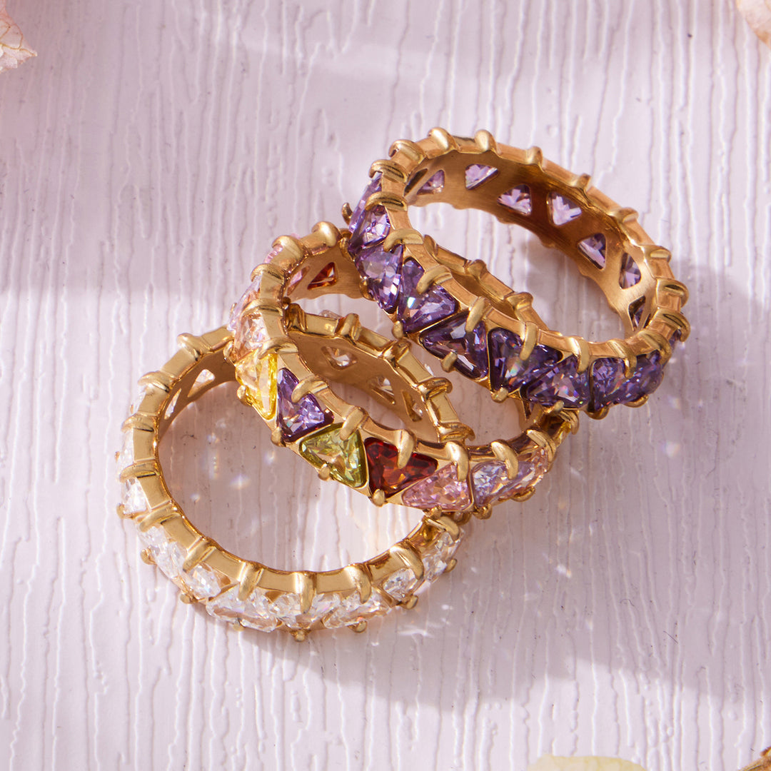 Multicolor Triangle CZ Statement Ring