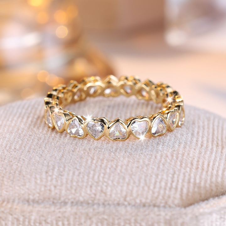 Heart Zircon Eternity Band Stackable Ring For Everyday Wear And Gifting