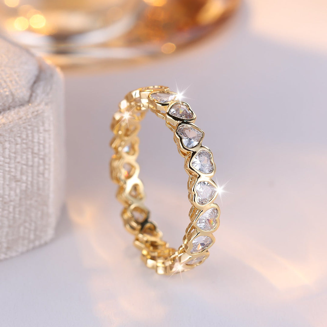 Heart Zircon Eternity Band Stackable Ring For Everyday Wear And Gifting