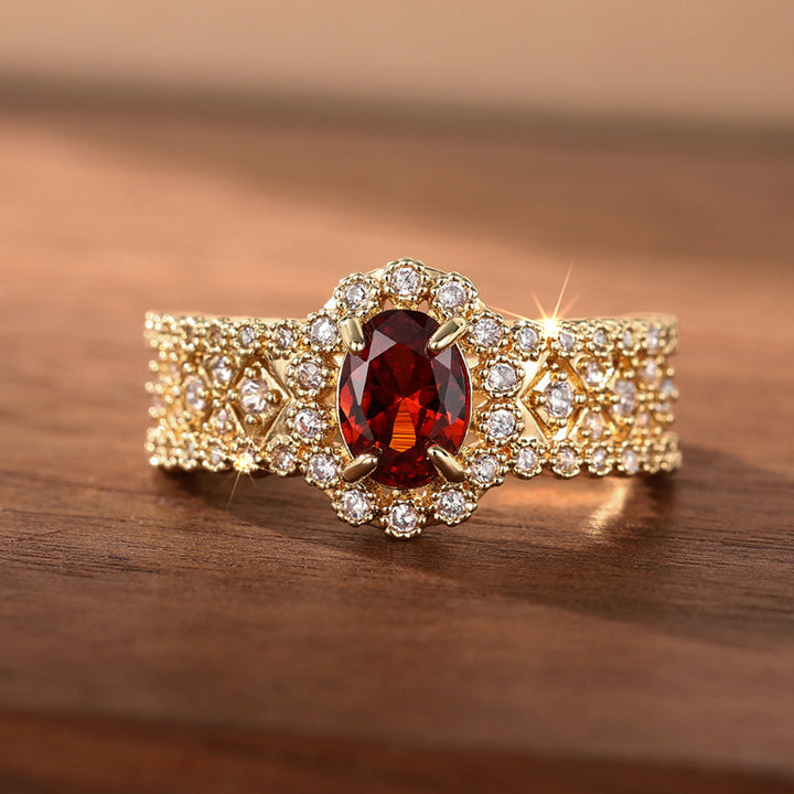Elegant Red Zircon Fashion Ring