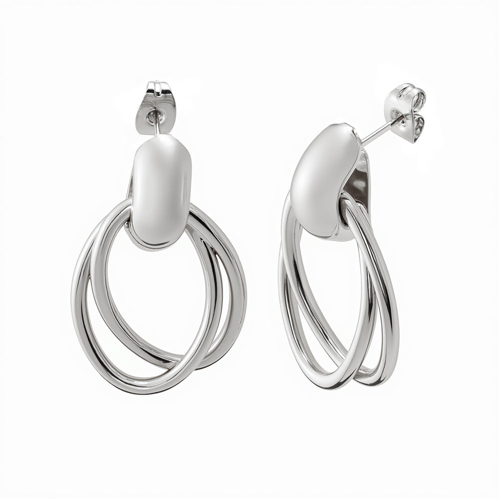 Layered Oval Link Drop Earrings