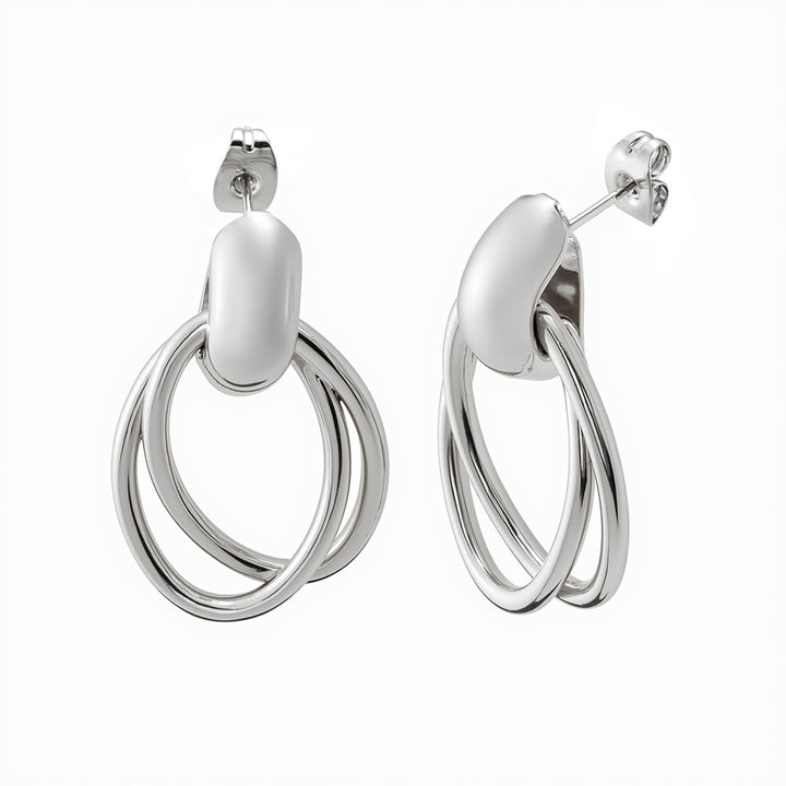 Layered Oval Link Drop Earrings
