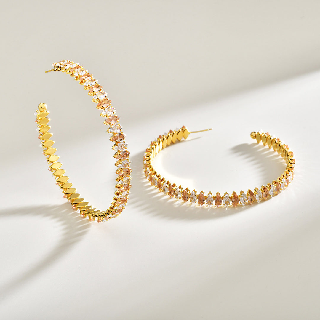 Marquise Crystal Statement Hoop Earrings
