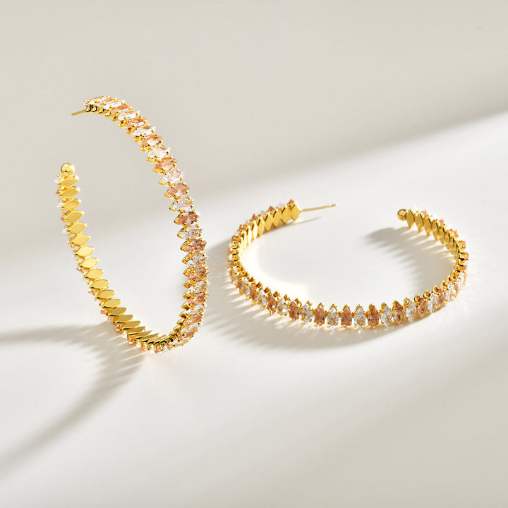 Marquise Crystal Statement Hoop Earrings