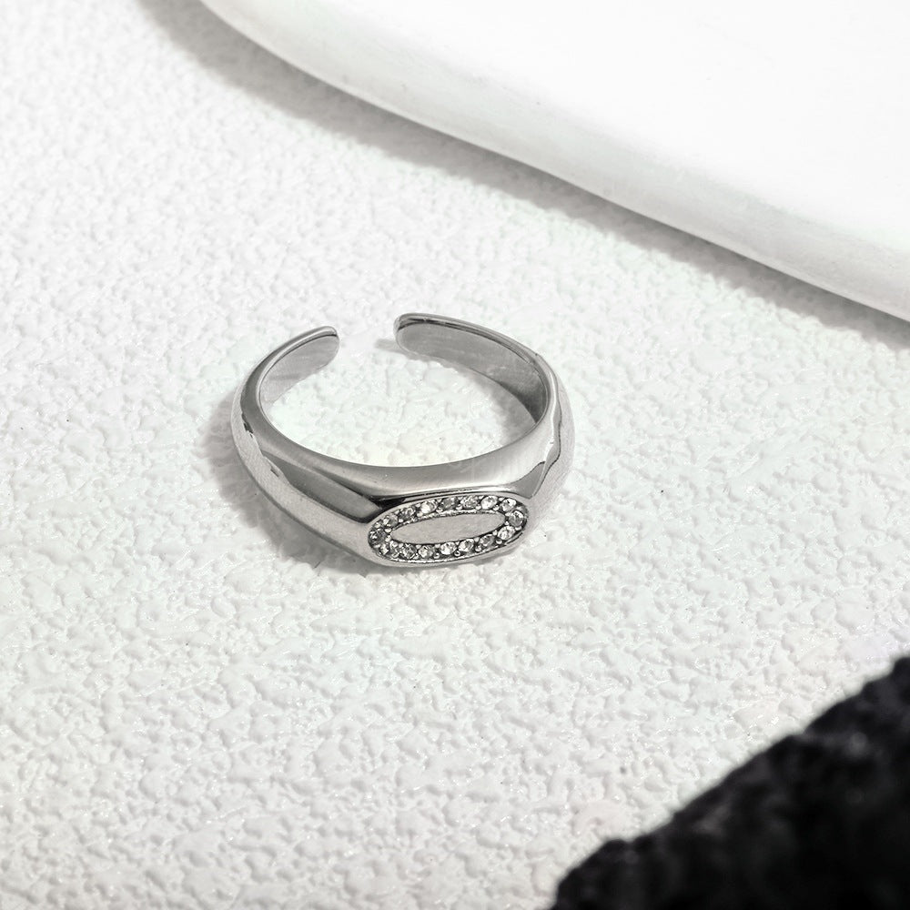 Oval Pavé Adjustable Statement Ring