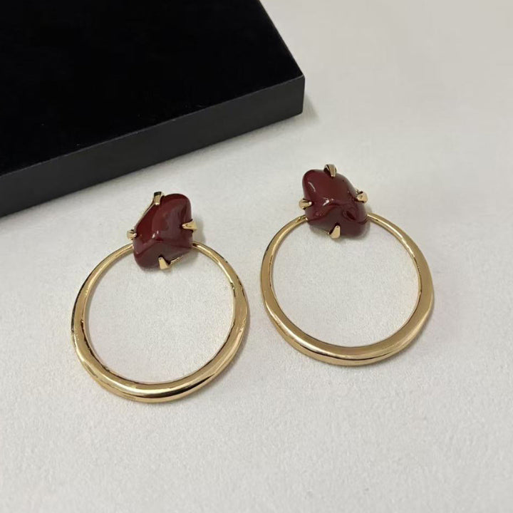 Statement Resin Stone Large Circle Dangle Earrings