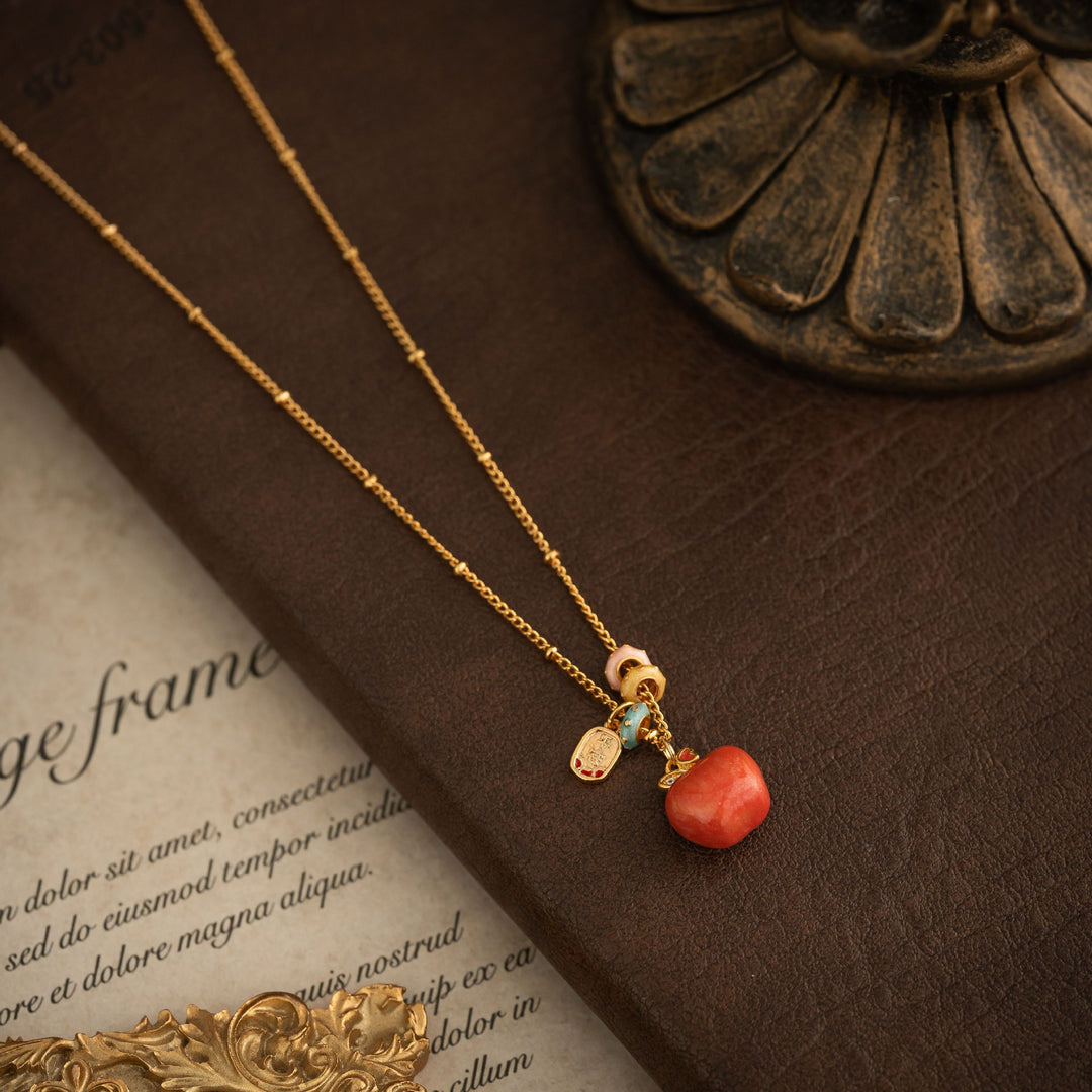 Sweet Apple Charm Necklace and Earrings