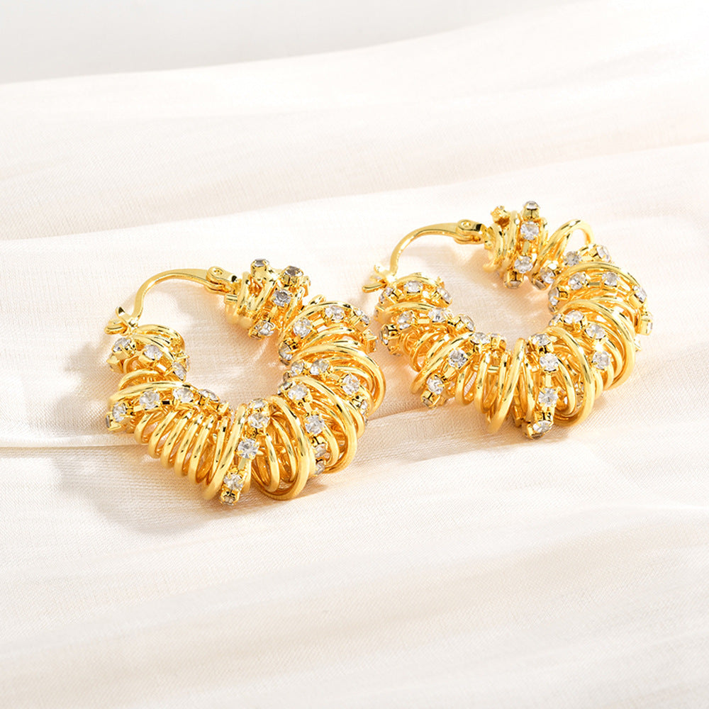 Twisted Spiral CZ Hoop Earrings