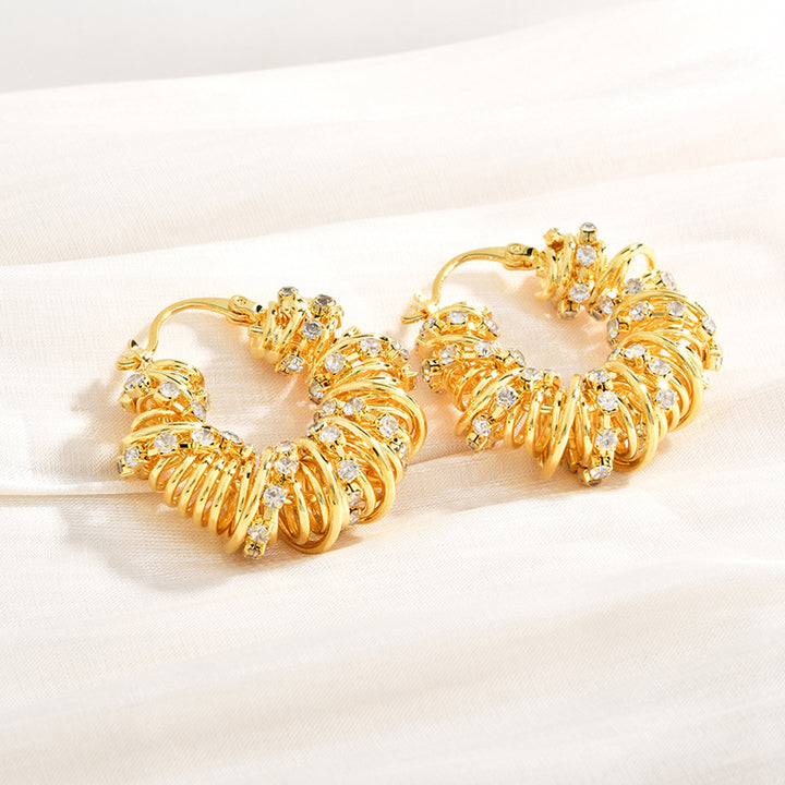 Twisted Spiral CZ Hoop Earrings